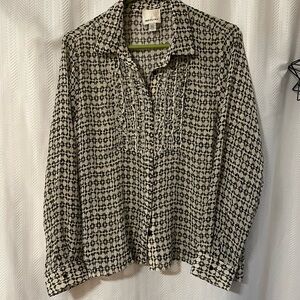 Lightweight Geometric Black and Creamy Tan Blouse by Industry